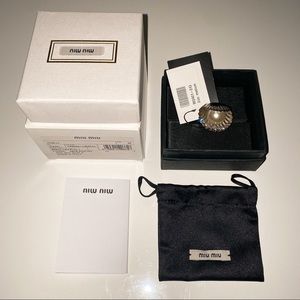 MIU MIU Seashell Crystal Pearl Ring